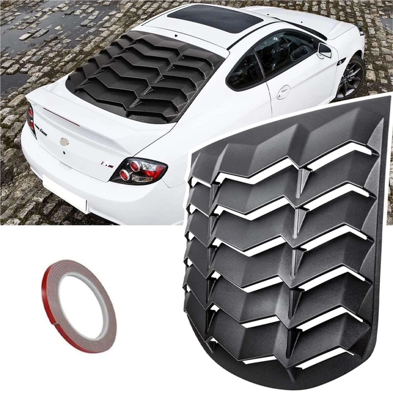 Rear Window Louver Compatible for Hyundai Genesis Coupe 2010-2016 Windshield Sun Shade Cover in GT Lambo Style Custom Fit All Weather ABS