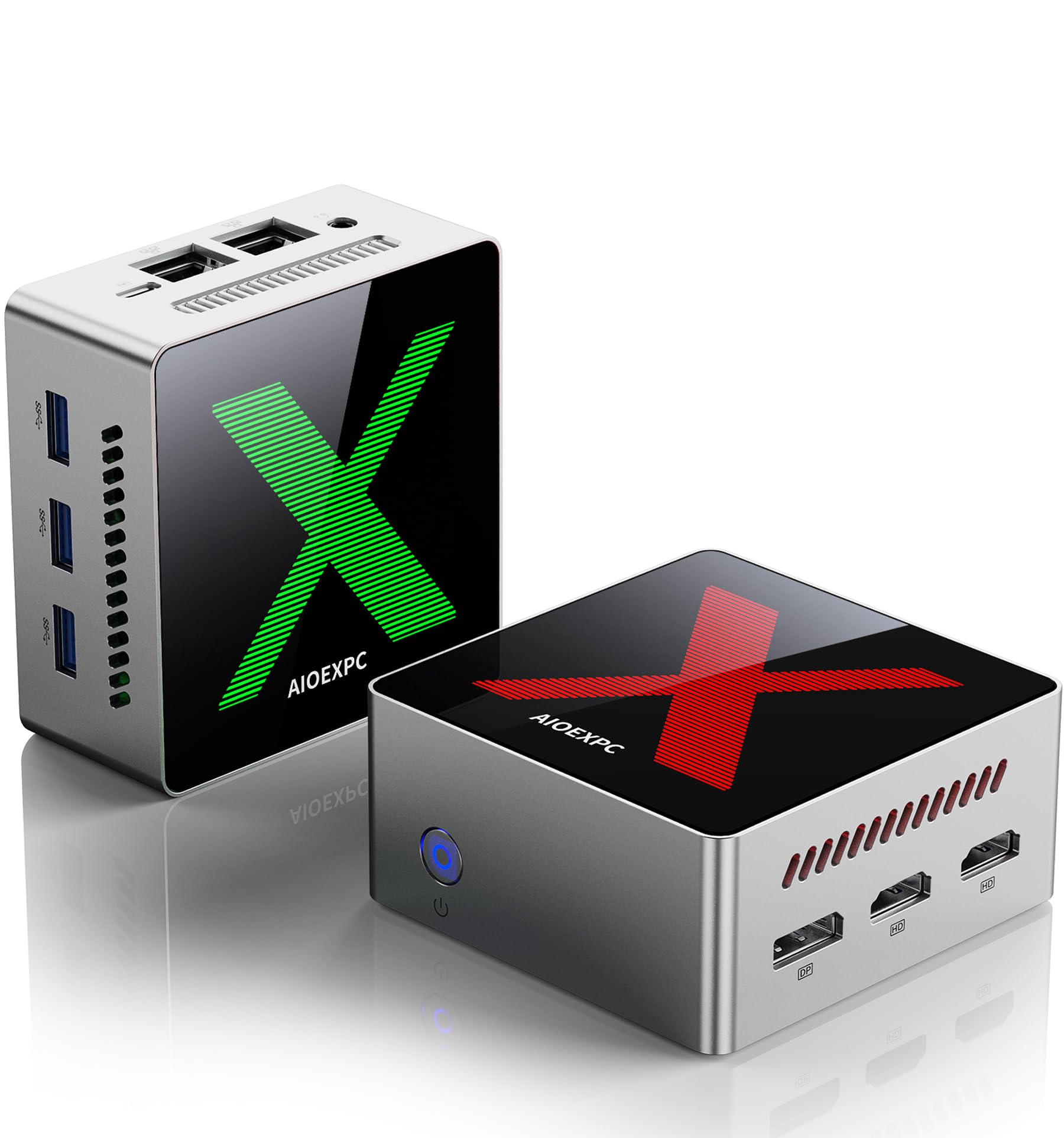 AIOEXPC Mini PC Ιntel Alder Lake N100,Mini PC Win11 Pro,LPDDR5 16GB RAM 512GB SSD,WiFi6,BT5.2,Mini PC Desktop 2xHDMI,1xDP,4K UHD con 3 Modalità di Illuminazione RGB per Ufficio/Casa/Business