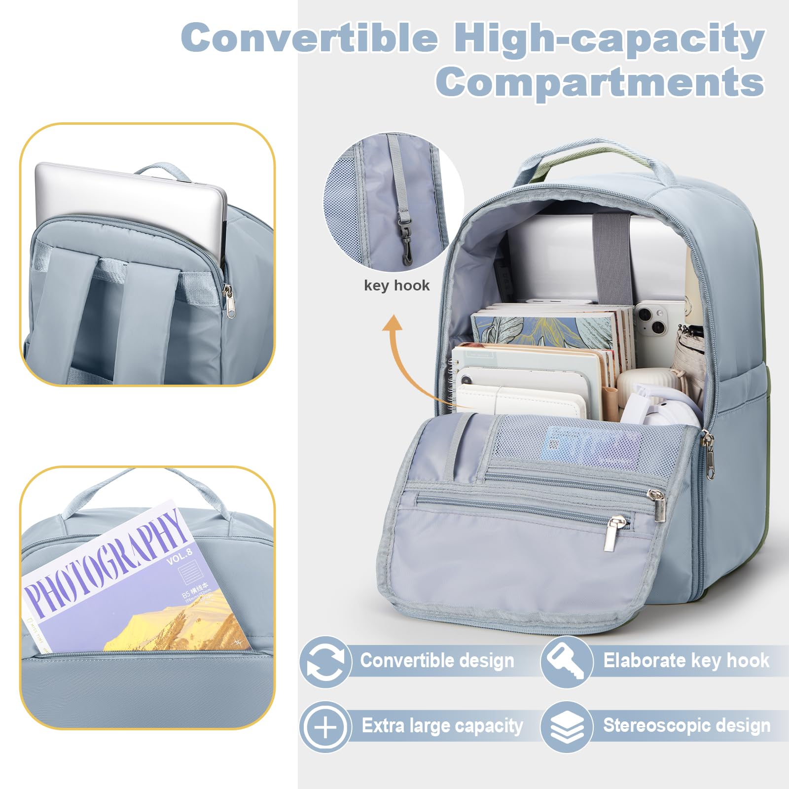 SZLX Zaino Ryanair 40x20x25 e 45x36x20 - Bagaglio a Mano Donna e Uomo, Borsa da Cabina Impermeabile per Laptop 14 Pollici, Zaino da Viaggio