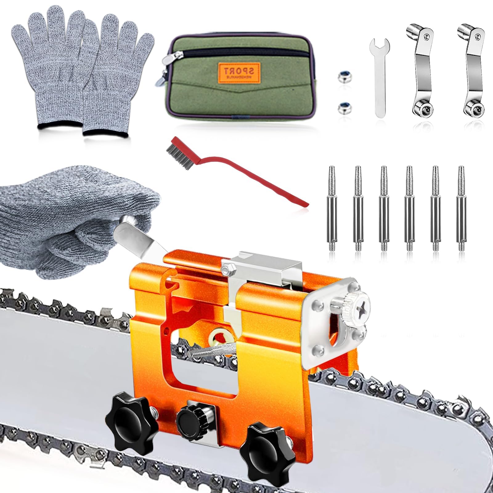 Hand Crank Sharpener AUMEL Chainsaw Sharpener Kit - 6 Stone Sharpening ...