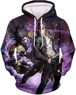 CHENMA Men Cosplay JoJo's Bizarre Adventure 3D Print Pullover Hoodie Sweatshirt with Front Pocket