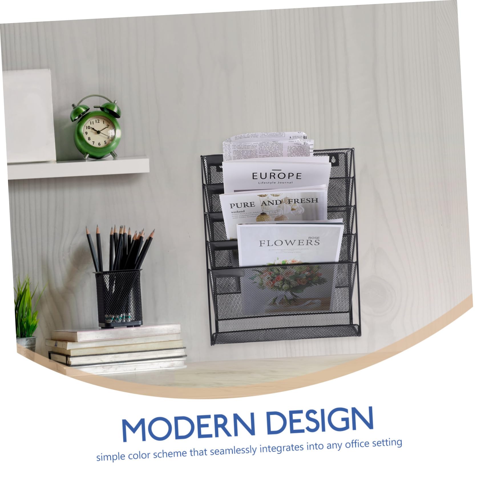 Didiseaon Organisateur Mural de Documents à Compartiments Porte-fichiers Empilable Maille Métallique Noir Support Mural Gain de Place pour Bureau et Maison