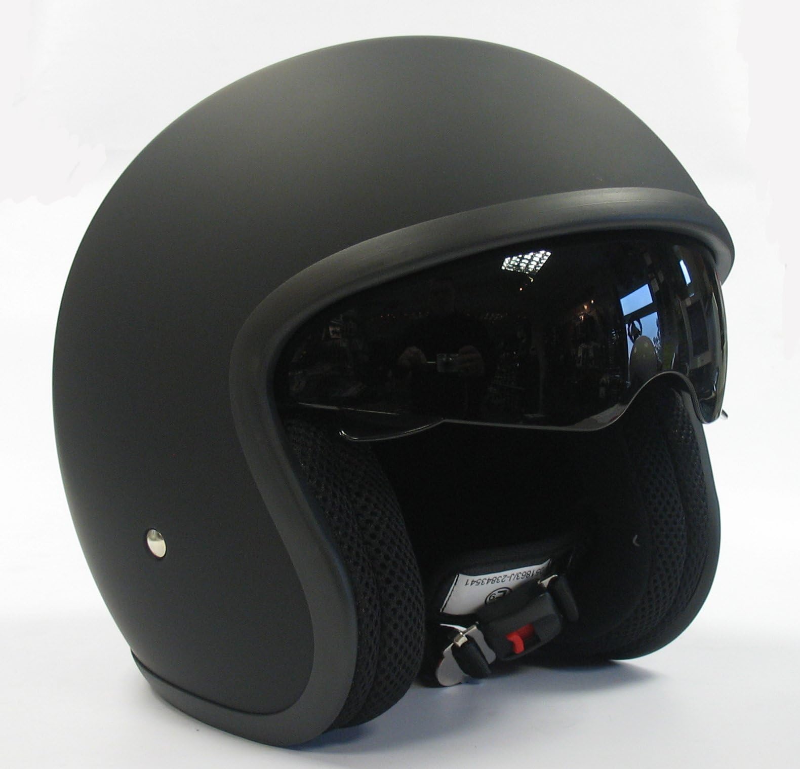 RS-V06 Open Face Drop Down Visor, Motorcycle Crash Helmet Matt Black Small