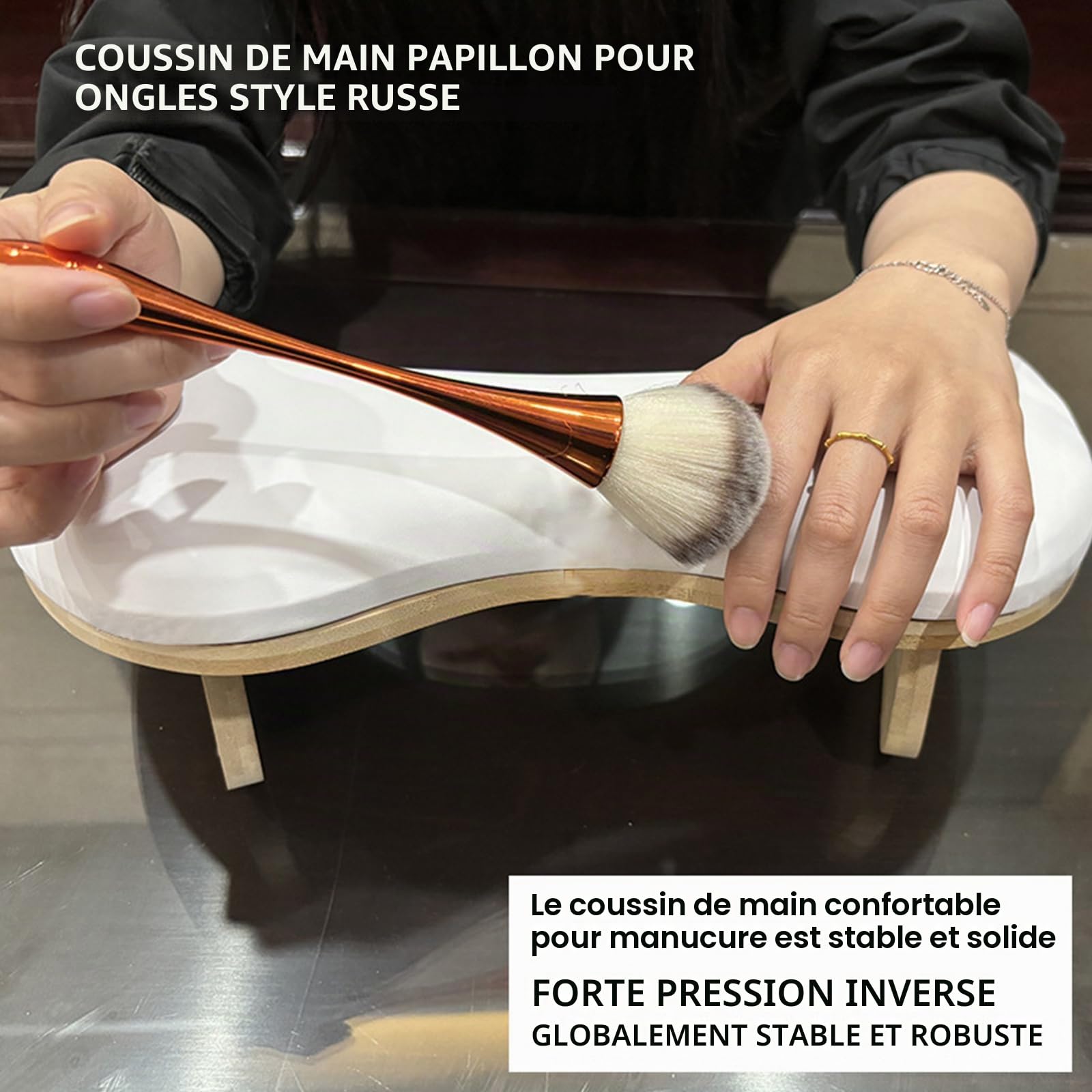Repose-poignet en forme de U pour studio de manucure - Repose-poignet pour technicien des ongles - Pour table de manucure (blanc)