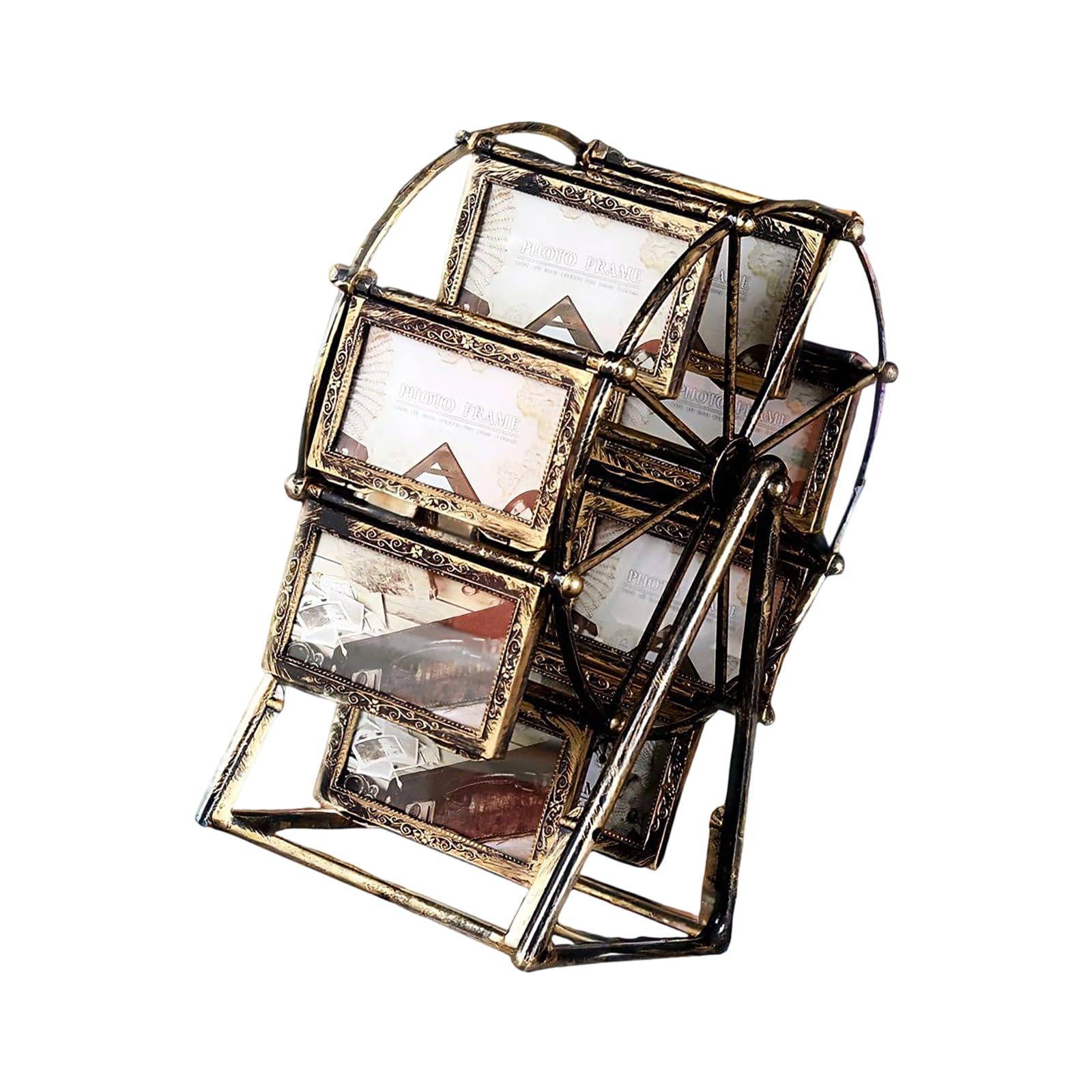 Buxuaaaa Retro Color Rotating Third Wheel Picture Frame Carousels Picture Frame Desktop Decorations For Home Desktop Photo Display Rotating Third Wheel Carousels Photo Display