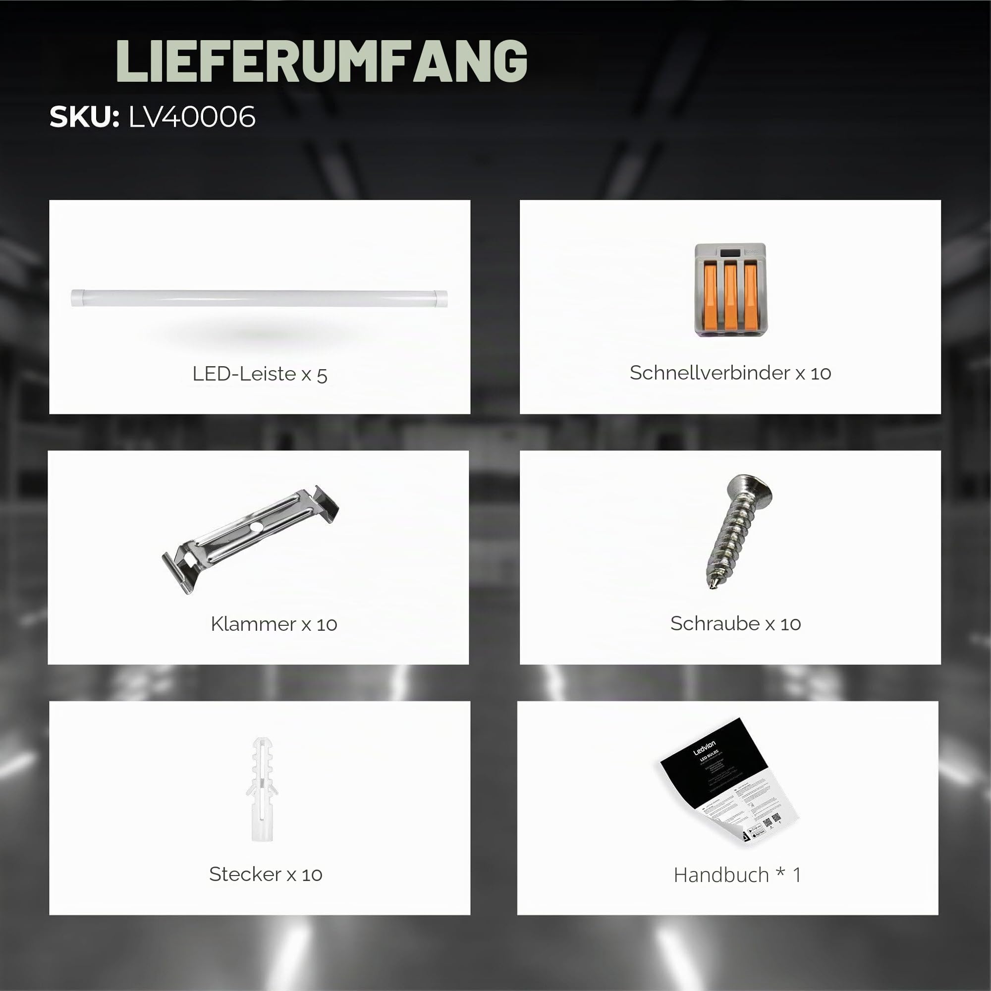 Ledvion - 5er-pack LED Batten T8 Tube 150cm (40W, 6500K, 6000L), Leuchtstreifen, LED-Leuchtstoffröhre Flicker-Free, Deckenleuchten Garage Beleuchtung