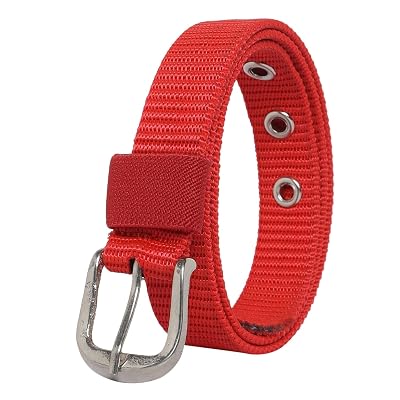 Zacharias Girl's Nylon Belt for kids knb-01 (4-10 Years) (Red_Pack of 1)