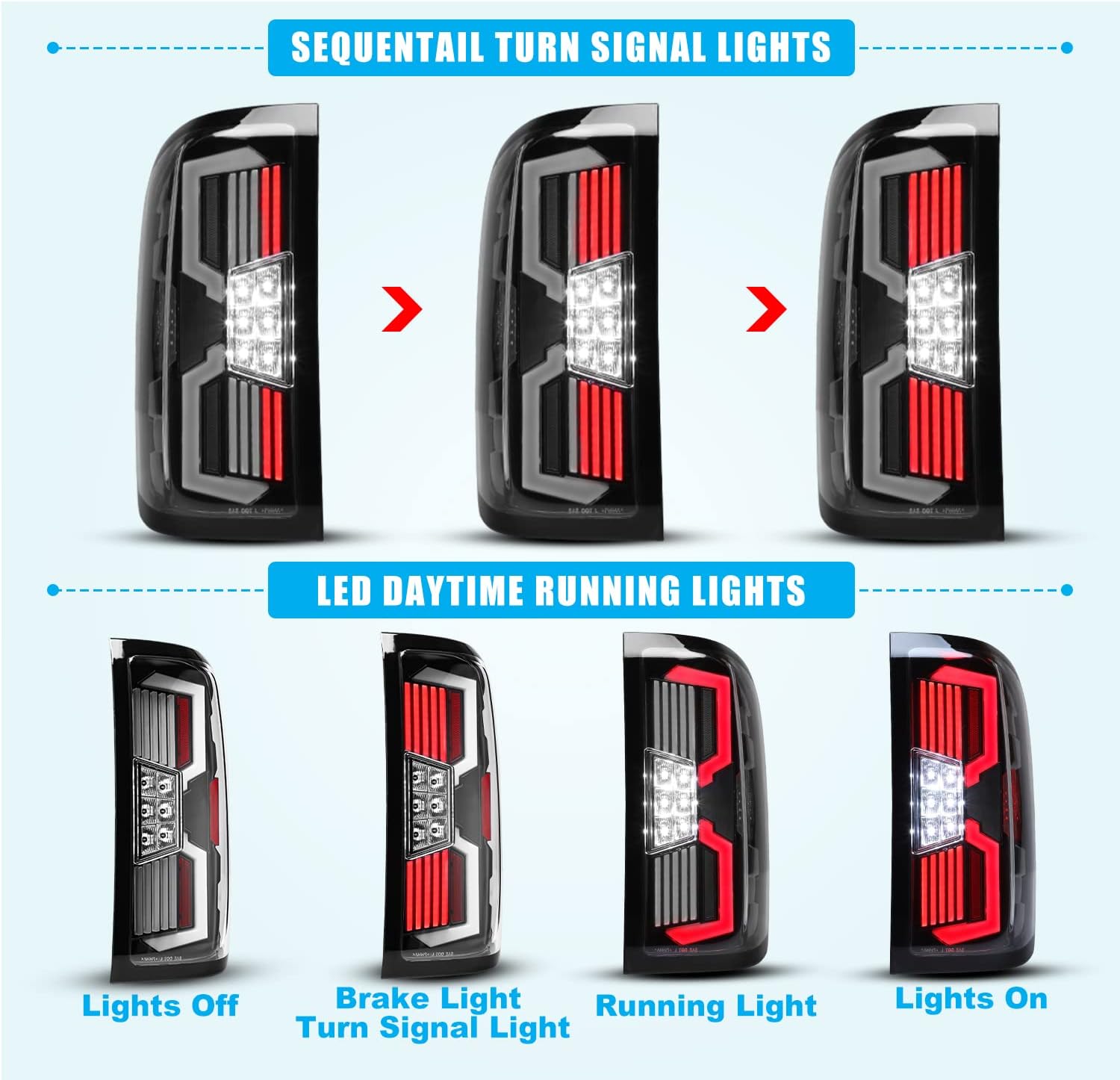 CPW LED Sequential Tail Lights Fit For 2014-2018 Chevy Silverado 1500, Full Led Rear Lamps Fit For 2015-2019 Chevy Silverado 2500 HD/3500 HD w/Sequential Turn Signal (Black Housing Clear Lens)