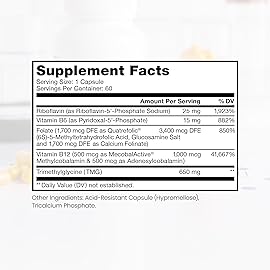 Methyl B Complete - 60 Vegetable Capsules | Optimal Methylation Support Supplement with Quatrefolic 5-MTHF (Active folate), Methylcobalamin (Active B12), B2, B6, and TMG | Pharmaceutical Grade