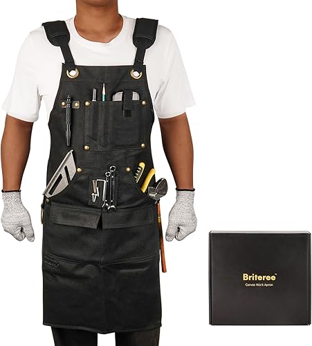 Delantales de carpintería para hombres, delantal de herramientas de lona encerada, con 9 bolsillos para herramientas, delantal de tienda para