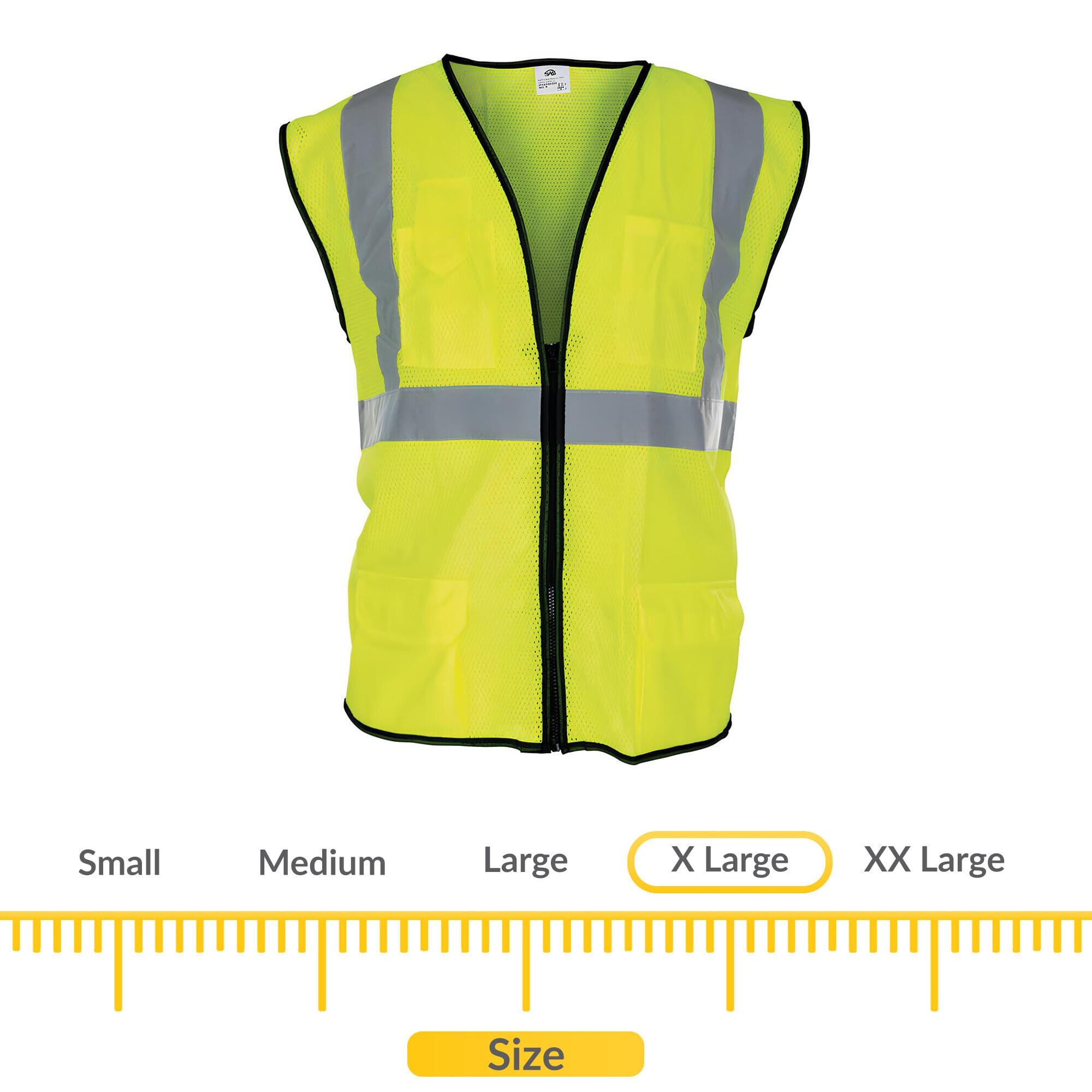 BRIXWELL QK88-003 Surveyor's Vest,Class 2,Reflective X Large Size Fluorescent Yellow