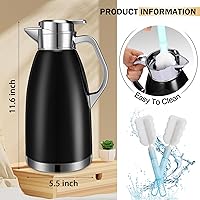 Vista 3 de Tioncy 2 piezas de café térmico de 78 onzas, dispensador de agua caliente, jarra de acero inoxidable para café líquido caliente, té, leche con 2