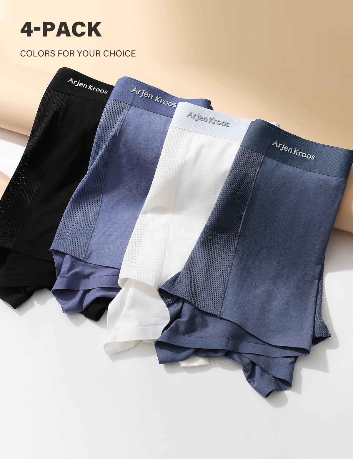 Arjen Kroos Boxer Uomo Pezzi 4 Mutanda Modal Microfibra con Mesh Traspirante Elasticizzato Intimo Boxer da Uomo, S~XXL