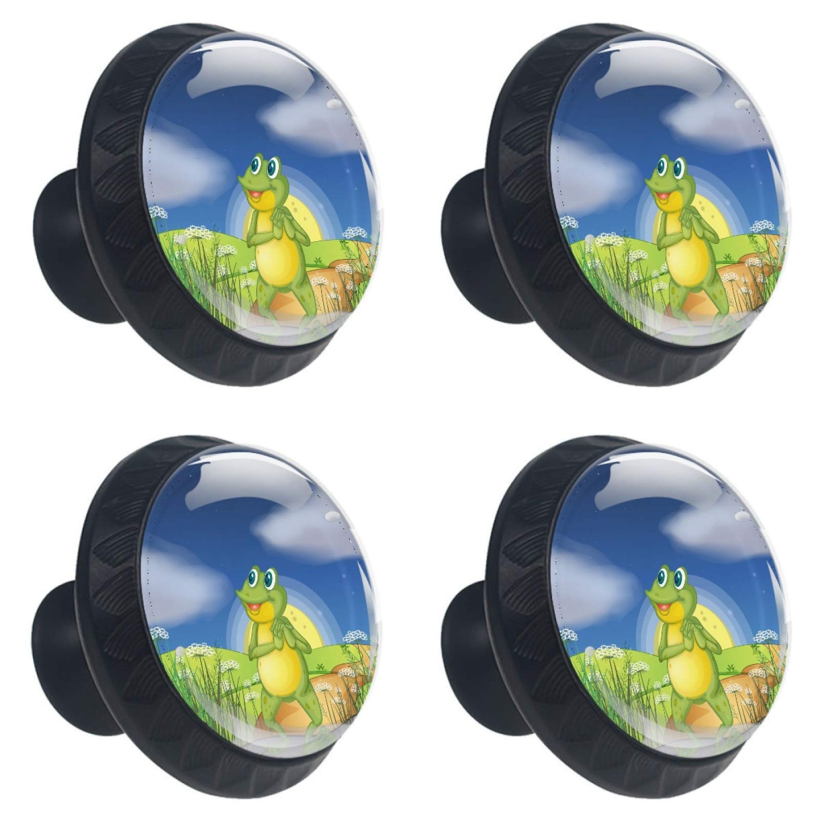 Boutons de meuble ronds en verre 30 mm poignée de tiroir grenouille étoile lot de 4 pièces