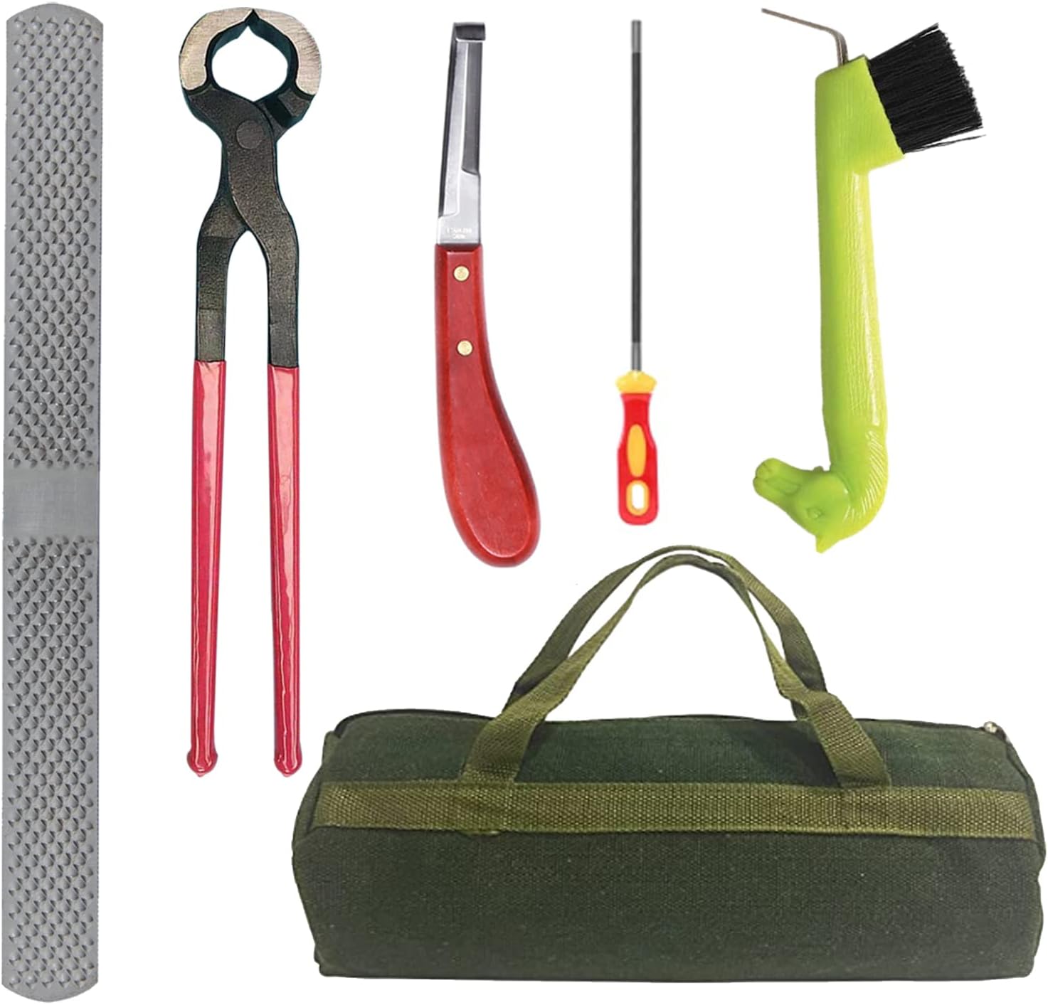6 Piece Professional Farrier Tool Kits - Mini Goat Hoof Trimmers, Rasp Hoof File, Goat Pig Equine Hoof Nipper Cutter Handle Knife (12 Inch)