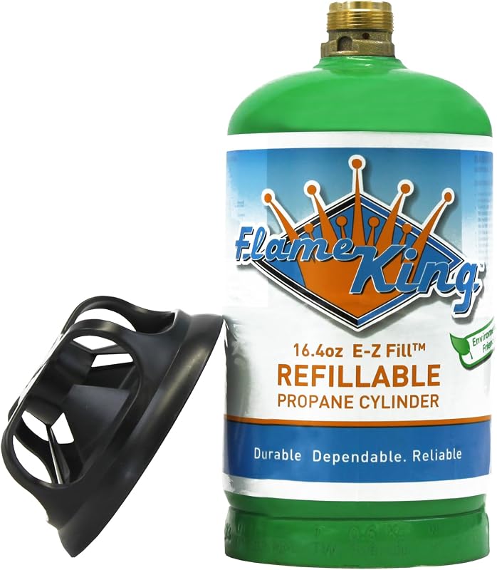 Flame King 1LB EMPTY Propane Cylinder Tank – Refillable – Reusable – Safe and Legal Refill Option – DOT Compliant – 16.4 oz for Camping, Backpacking, and Hiking, Green | camping-hammocks