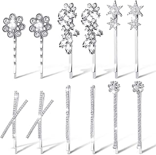 WILLBOND 12 Pieces Rhinestone Bobby Pins Decorative Fancy Crystal Hair C...