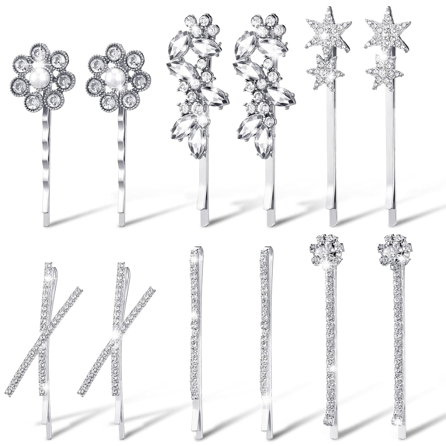 WILLBOND Rhinestone Bobby Pins - Decorative Hair Clips