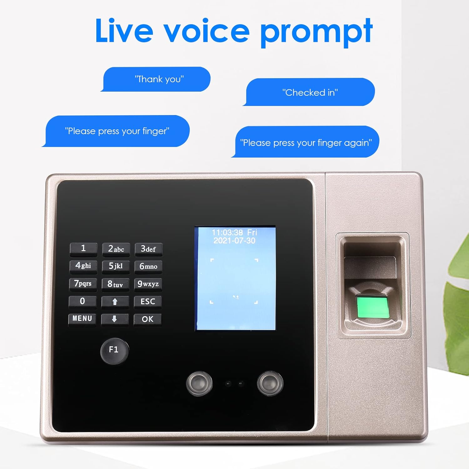 Time Clocks Face Recognition Time Card Machine with Battery, Fingerprint Password Recognition, Large Storage Capacity Records, High-Definition Dual Camera Multi-Lingual Identify Attendance Machine : Office Products