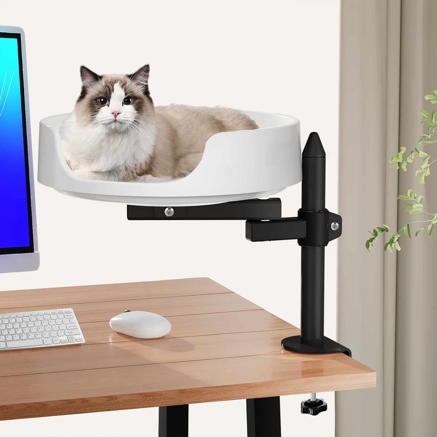 Cat Desk Bed Elevates for Workspace 360° Rotating