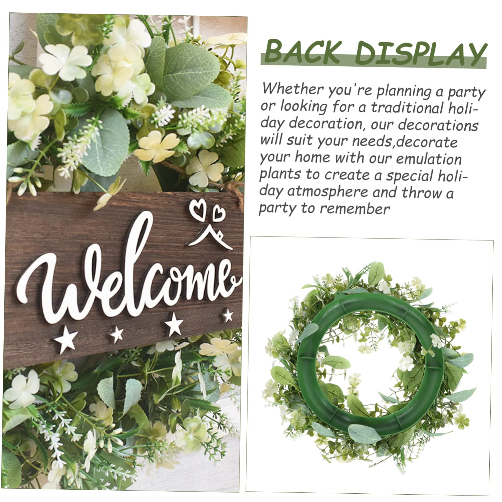 TOPBATHY 2 Piezas Guirnalda Artificial Coronas Decoración De La Puerta De Puerta De Primavera Verano Guirnalda De Eucalipto Muro Decoración De Otoño Aire El Plastico Green