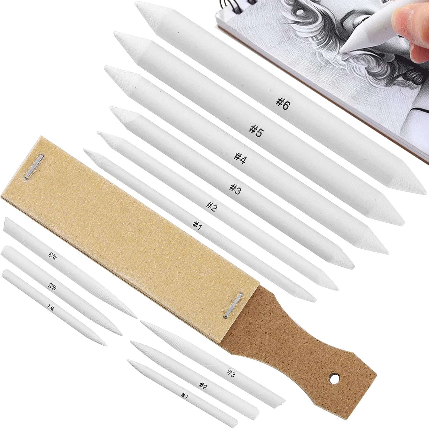 Tosnail 39 Pieces Blending Stumps and Tortillions with Sandpaper Pencil Sharpeners Pointer Artist Charcoal Sketch Drawing and Shading