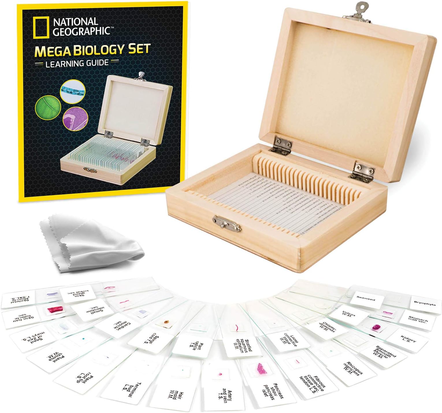 Blue Marble NATIONAL GEOGRAPHIC Mega Biology Set - Professional Grade Specimens, 25 Prepared Microscope Slides, Detailed Learning Guide and Storage Box
