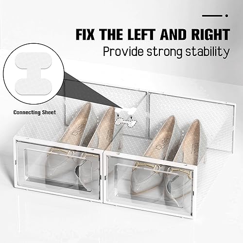 Miniatura 3 de Kuject Paquete de 15 cajas de almacenamiento de zapatos, organizador de zapatos apilable de plástico transparente grande para armario, conecta cajas