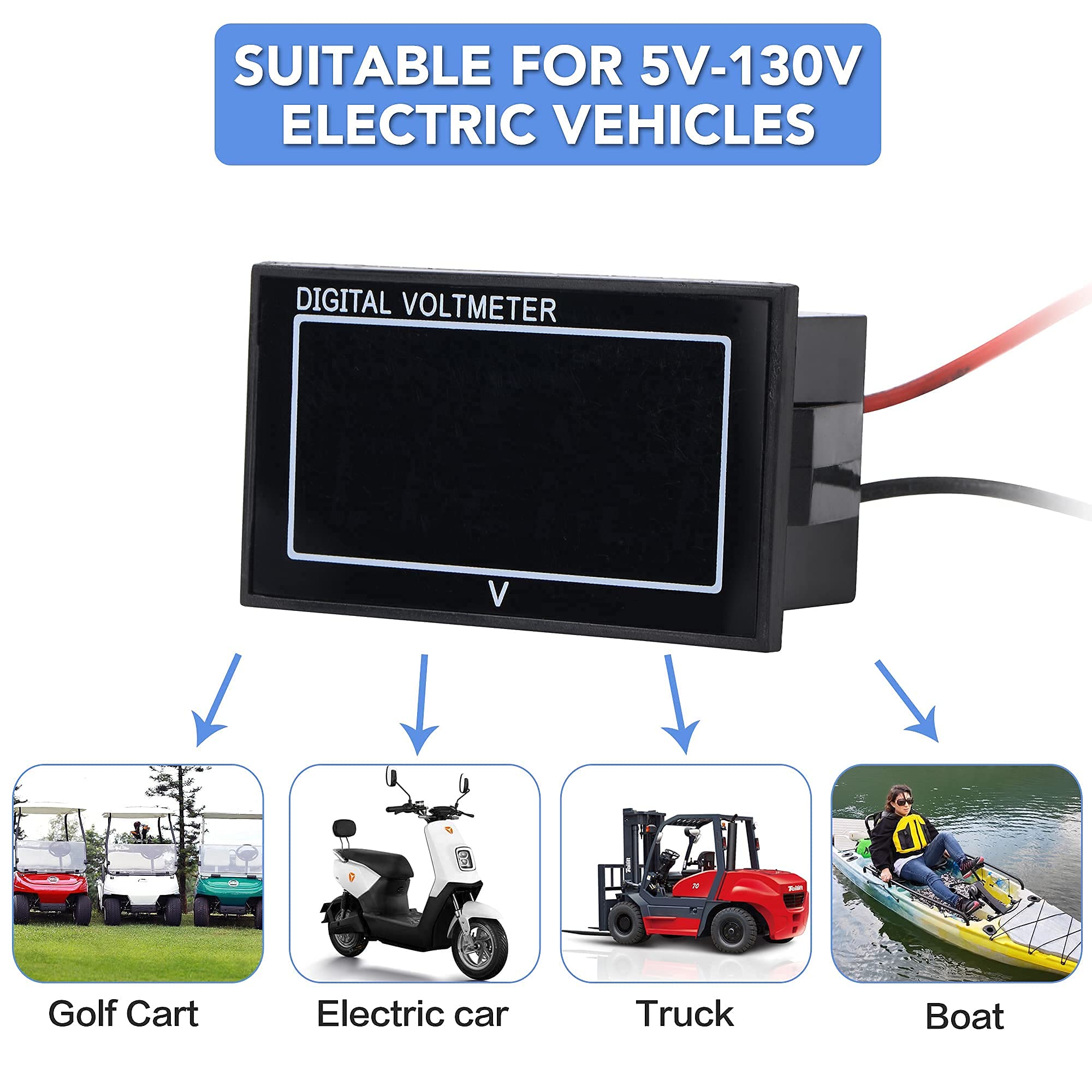 Waterproof Monitor 12V 24V 36V 48V 60V 72V 84V,Golf cart LED Digital