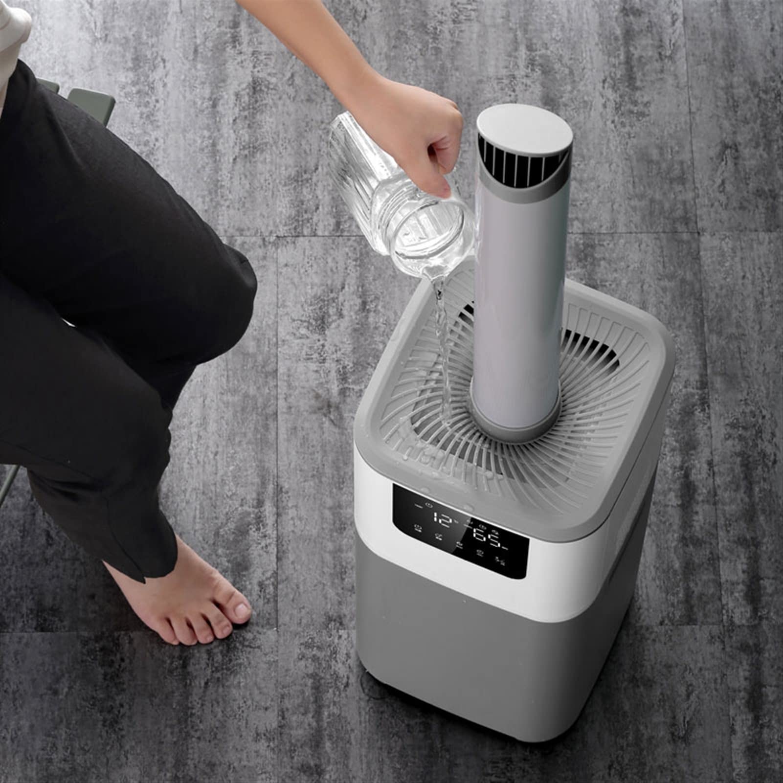 Humidificadores de Aire Humidificador de pie 16L Top de relleno de humidificador silencioso Humidificadores de tiempo con ruedas universales, humedad inteligente Humidificador y apagado automático sin