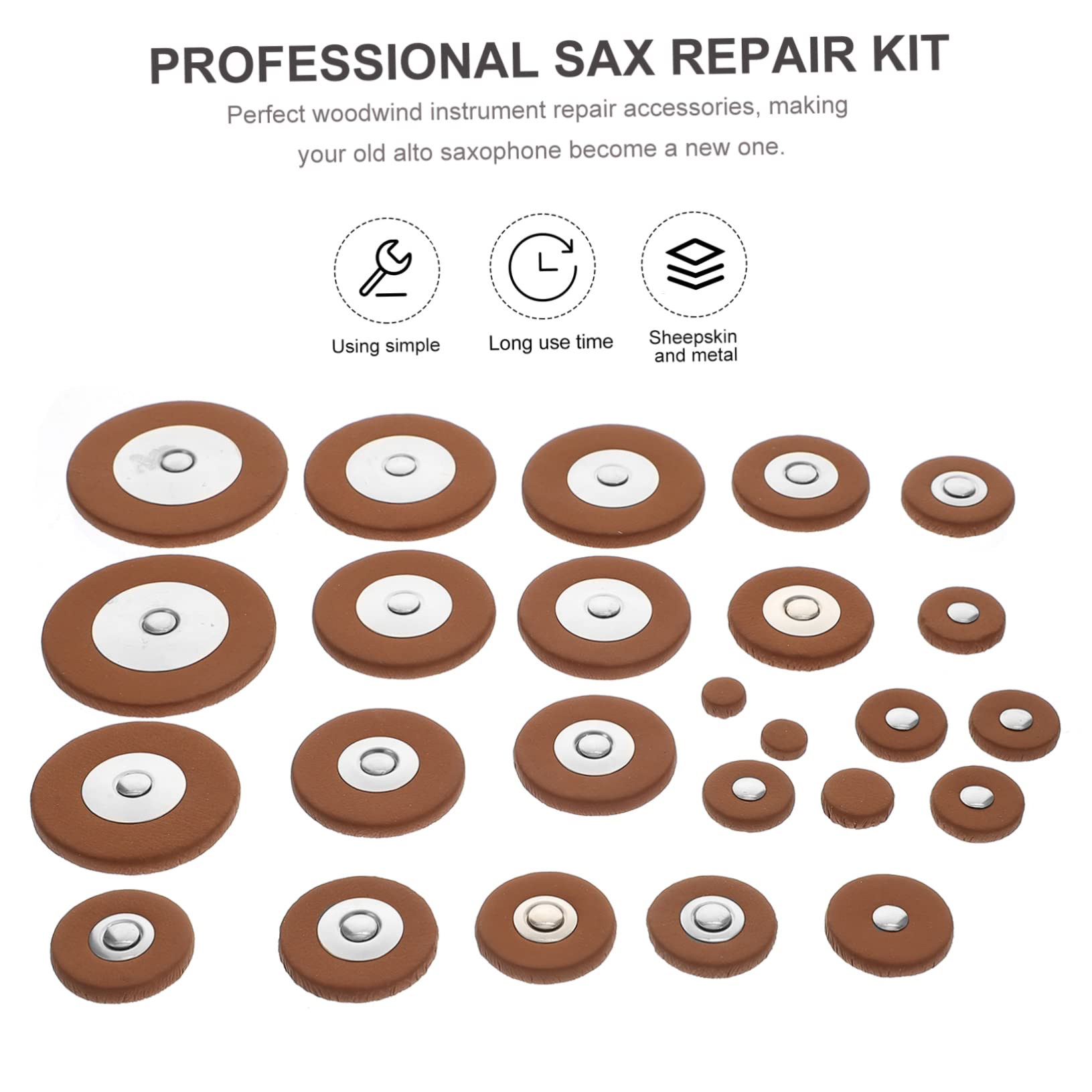 ibasenice Kit di Riparazione per Sassofono Contralto Parti di Riparazione Viti Cuscinetti Accessori per Manutenzione Strumenti a Fiato Sax Contralto