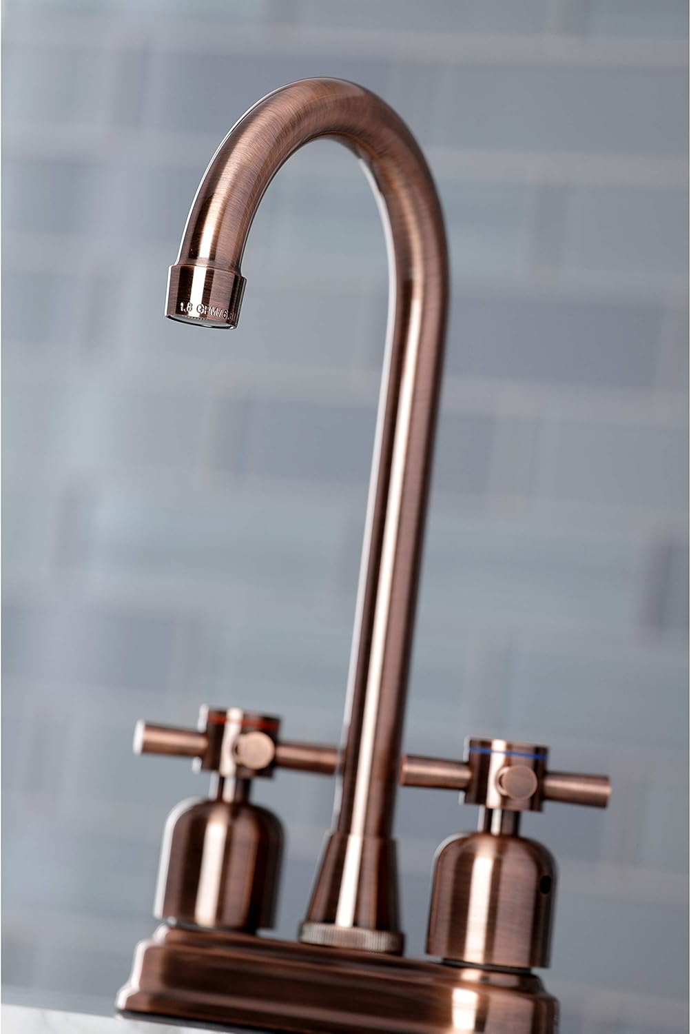 Kingston Brass KB849DXAC Concord Two-Handle 2-Hole Deck Mount Bar Faucet in Antique Copper