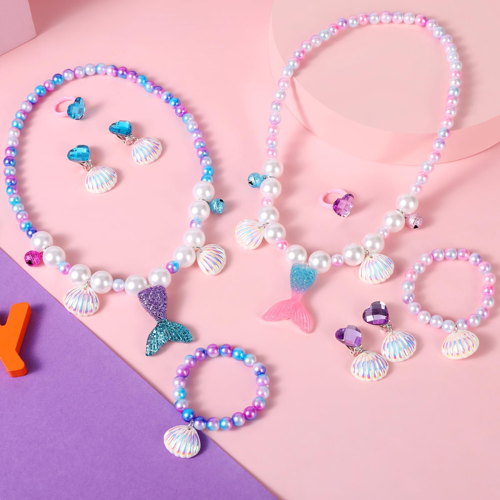 BAOBAOJOY 2 Sets Mermaid Jewelry Set for Girls, Princess Accessories 2