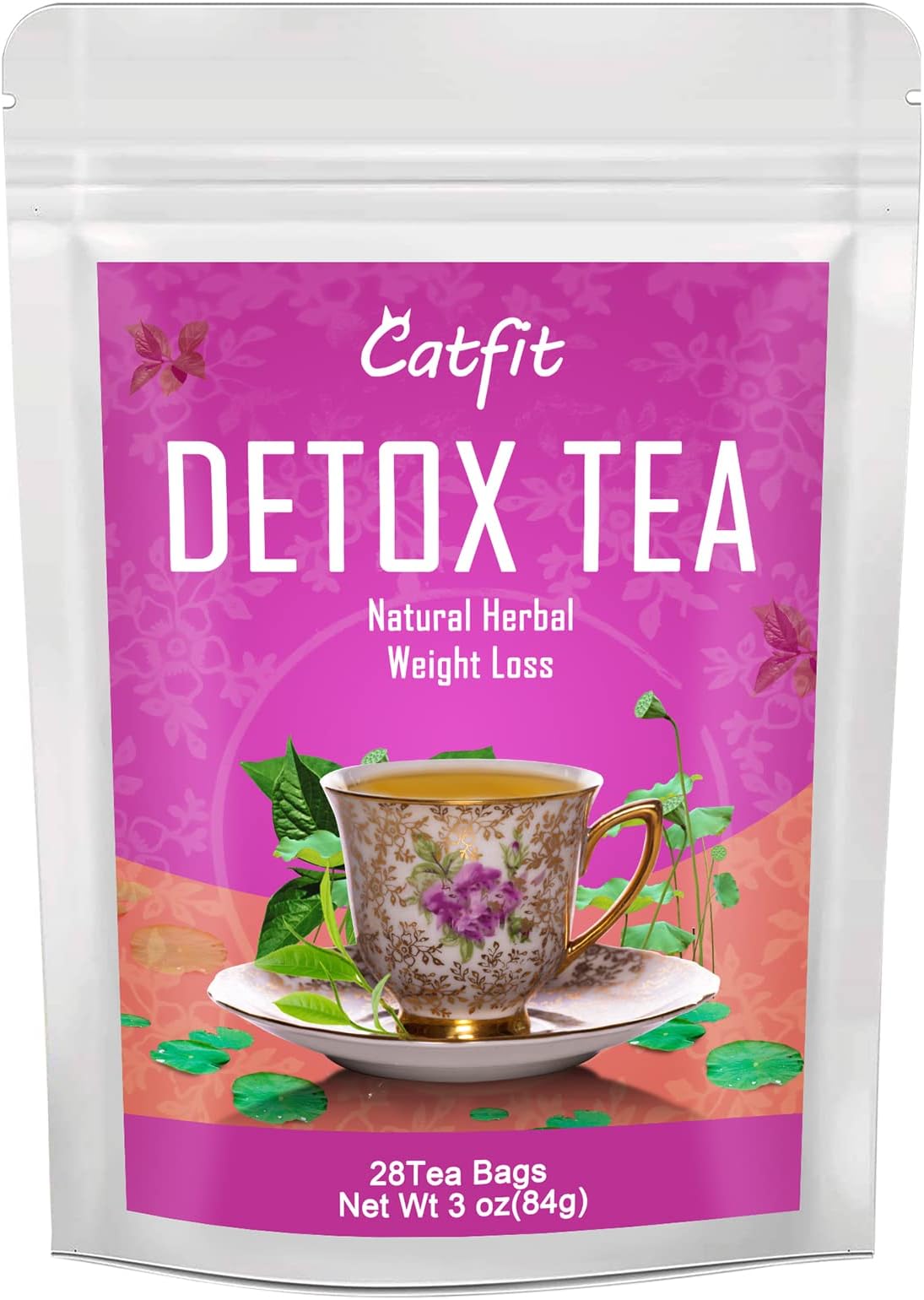 Catfit 28 Days Detox Tea, Weight Loss Tea Teatox Herbal Tea for Belly Fat Cleanse (Detox 28days)