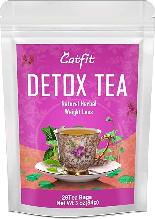 Catfit 28 Days Detox Tea, Weight Loss Tea Teatox Herbal Tea for Belly Fat Cleanse Detox 28days