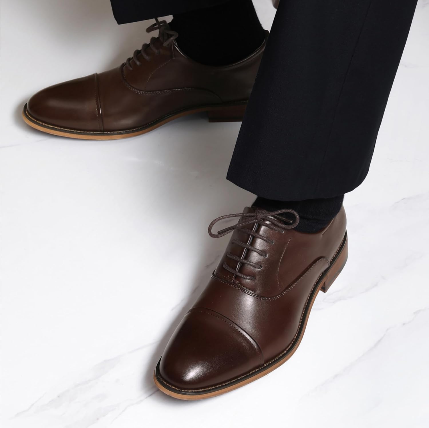 Bruno Marc Men's Lace Up Soft Cap-Toe Formal Dress Shoes - Image 8