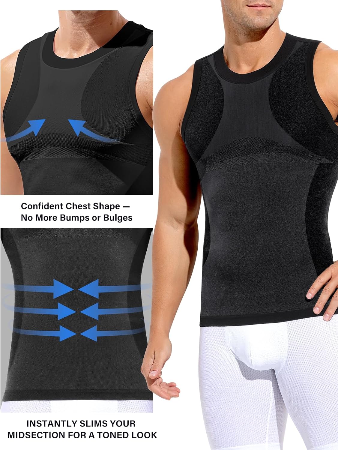 Casey Kevin Gynecomastia Compression Shirt Men, Body Shaper Slimming Undershirts Tummy Control Compression Tank Top Shapewear - Image 3