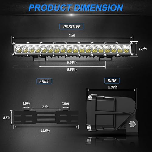 Miniatura 2 de AutoFeel 2 luces LED para cápsulas de 5 pulgadas, 6000 lm, barra de luz LED, barra de luz LED de una sola fila, haz combinado de inundación, luces