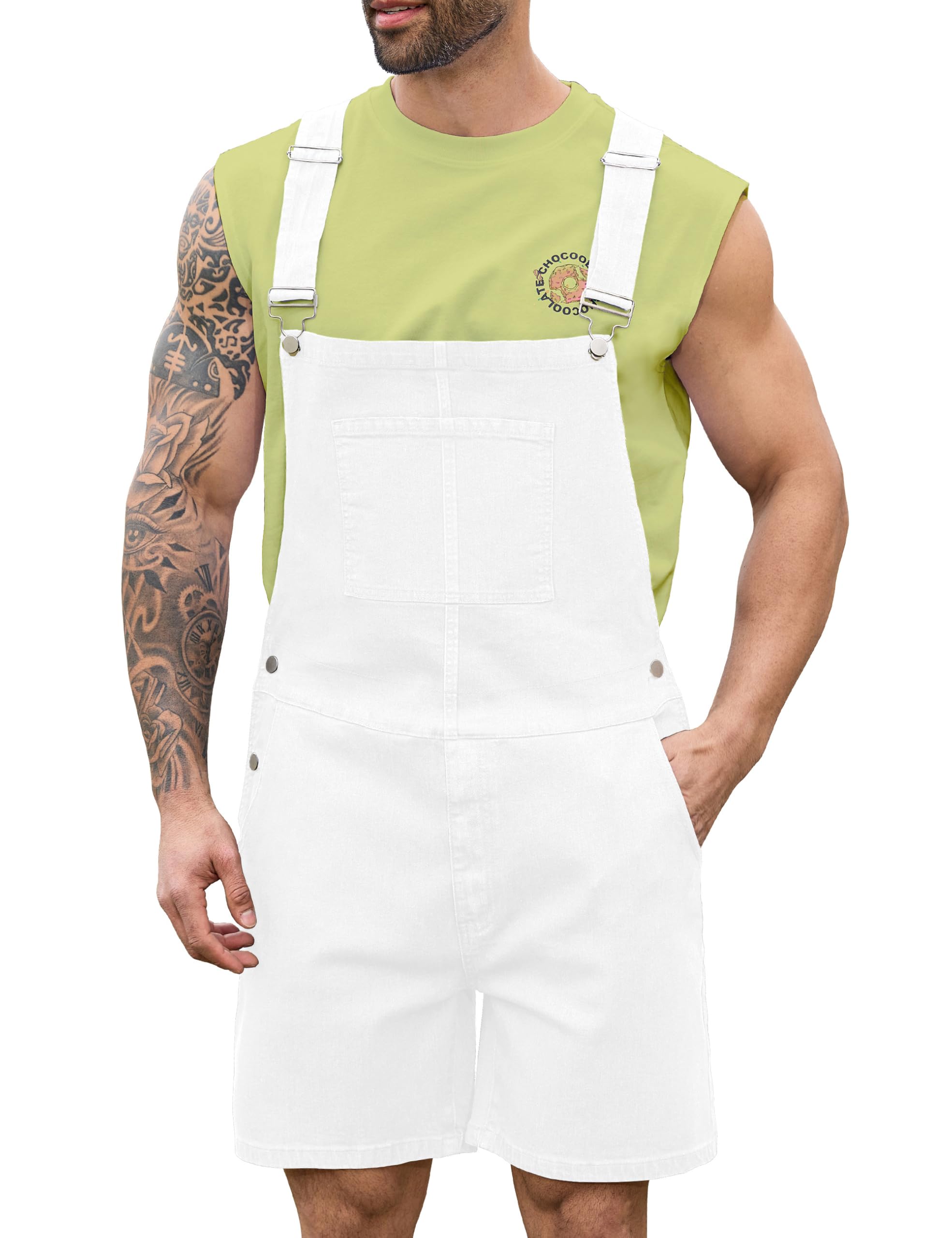 Bindefon Salopette en jean pour homme avec fermeture éclair