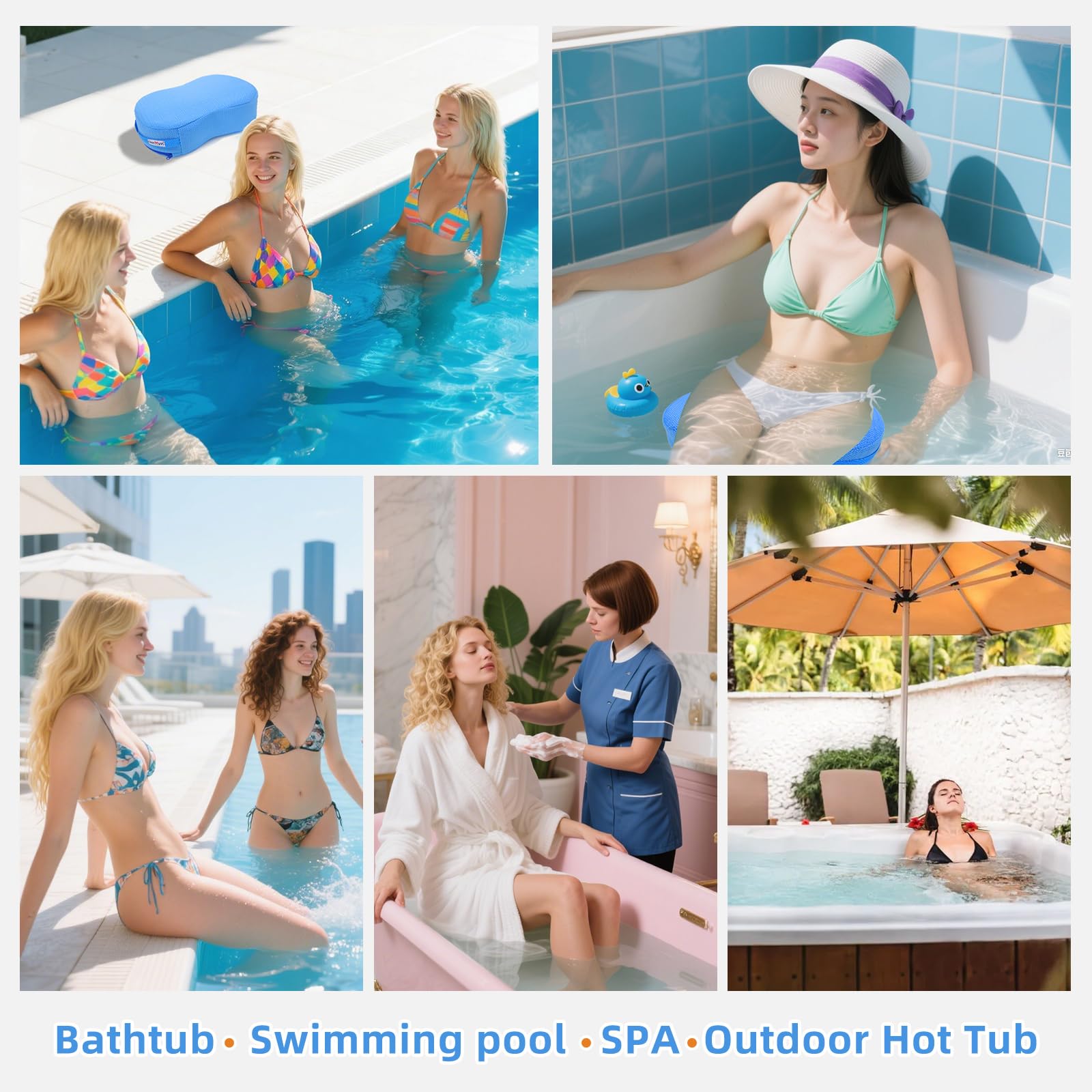 Whirlpool Sitzkissen Sitzerhöhung Unterwasser, 40 x 30 x 12cm Badewannenkissen, rutschfest schnelltrocknend Hot Tub Booster Seat