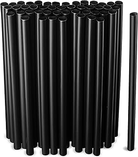 Black Jumbo Smoothie Straws, Black Disposable Wide-mouthed Large Milkshake Straws 9'' Inches High / Tall 100 pack