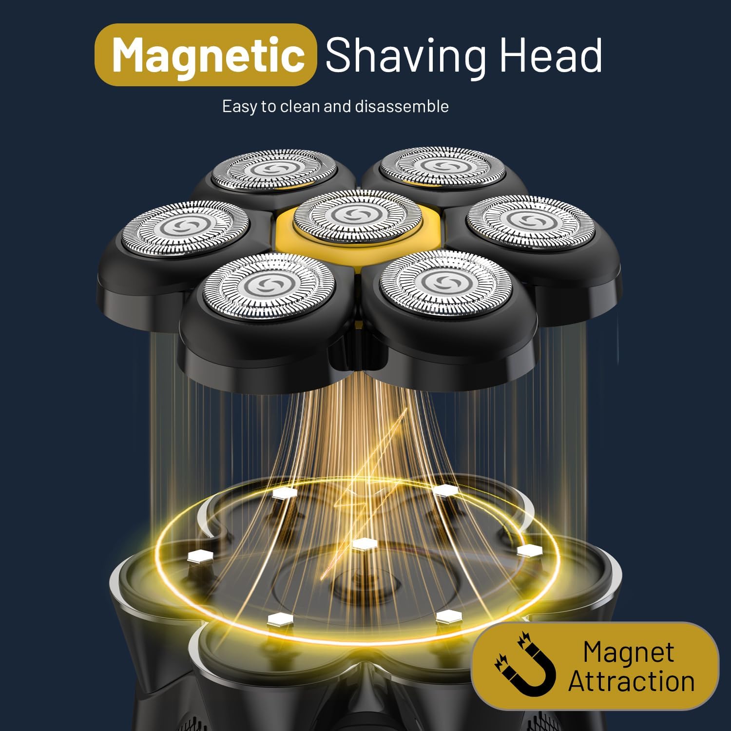 Head Shaver for Bald Men : 𝐆𝐢𝐟𝐭𝐬 𝐟𝐨𝐫 𝐅𝐚𝐭𝐡𝐞𝐫'𝐬 𝐃𝐚𝐲-7D Head Electric Razor - 𝐈𝐏𝐗𝟕 Waterproof Wet Dry - 120Min Runtime & Travel Lock with Type-C Fast Charge for Scalp
