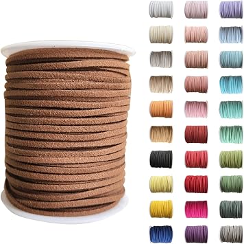 JeogYong Faux Suede Cord 2.5mm 50 Yards Suede Lace Faux Leather Cord, Microsuede Flat Leather String for Necklace, Bracelets, Jewelry Making, Arts & Crafts DIY, Brown