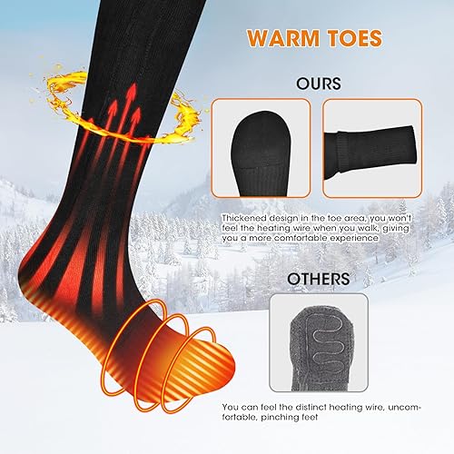 Miniatura 10 de Calcetines calefactables, calcetines eléctricos recargables para hombres y mujeres, batería de 7.4 V, calentadores de pies de invierno para caza,