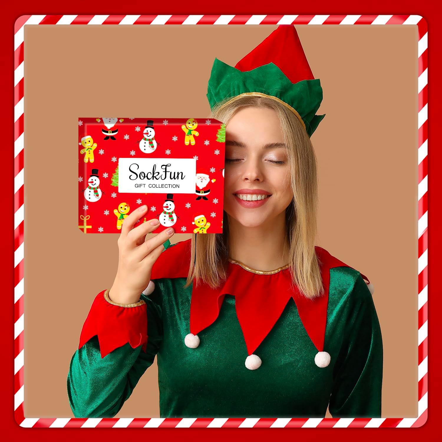 Striped Thigh High Socks - Christmas Over the Knee High Stockings for Women Teen Girls - Image 3