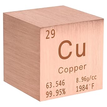 Copper Cube Pure Metal High Density Cube Laser Engraved for Element Collection Lab Material Periodic Table of Elements Collection DIY Teacher Science Creative Gift 1 Inch