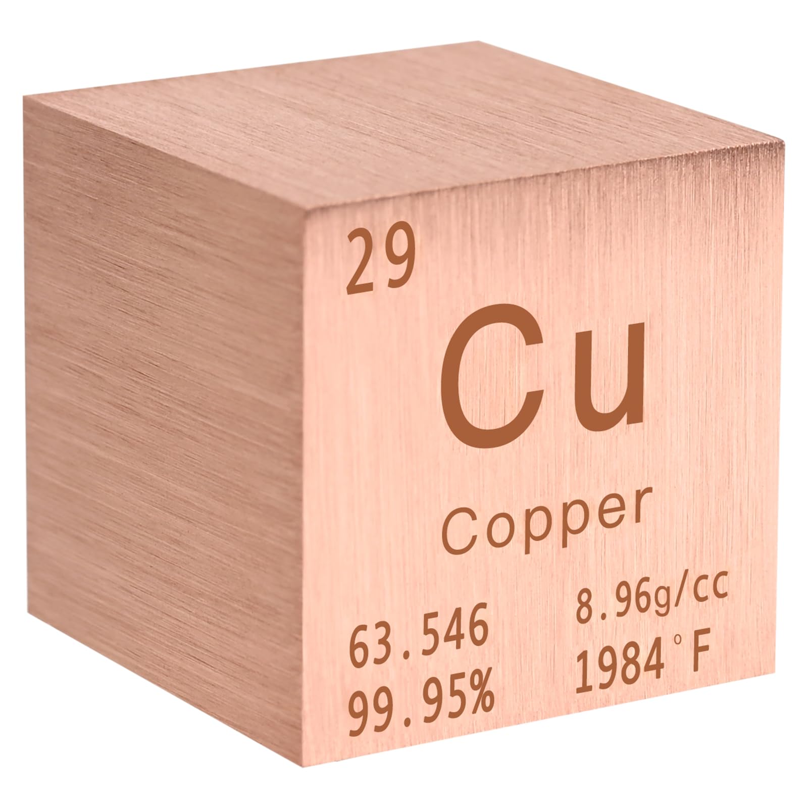 Copper Cube Pure Metal High Density Cube Laser Engraved for Element Collection Lab Material Periodic Table of Elements Collection DIY Teacher Science Creative Gift (1 Inch)
