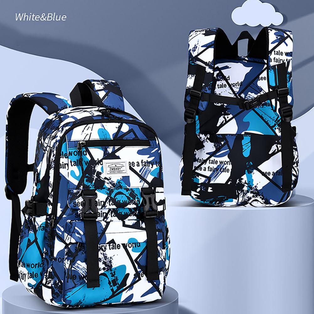 MATMO Kids Camo Backpack Boys Girls Student School Backpacks Mens Camouflage Backpack (Blue, Large)