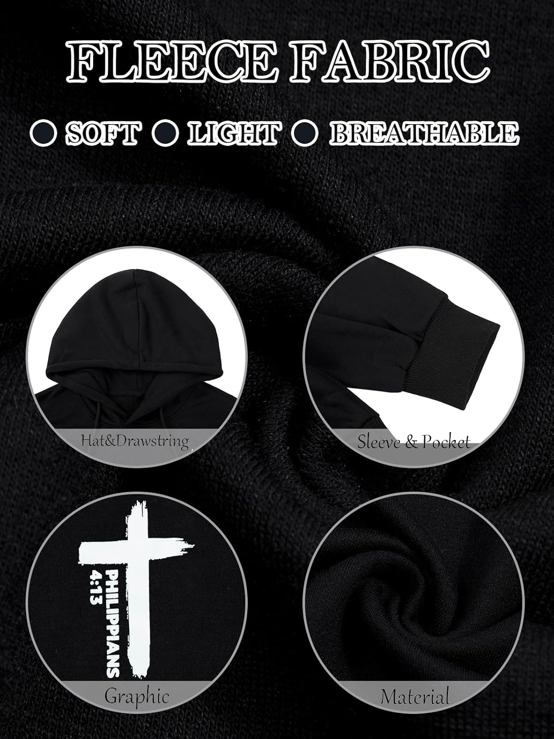 Christian Hoodies for Men Religious Faith Jesus Hoodie God Bible Verse Cross Sweatshirts Trendy Graphic Pullover - Image 6