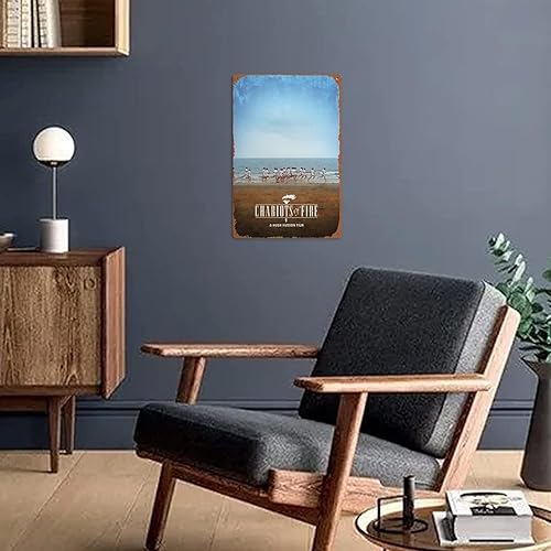 Miniatura 5 de Cartel de metal de la película de Carros de fuego, letrero de metal para decoración de pared, decoración de arte retro, placa de metal de 8 x 12